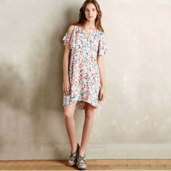 Anthropology Maeve fluttered  watercolor dress size small - Picture 1 of 7